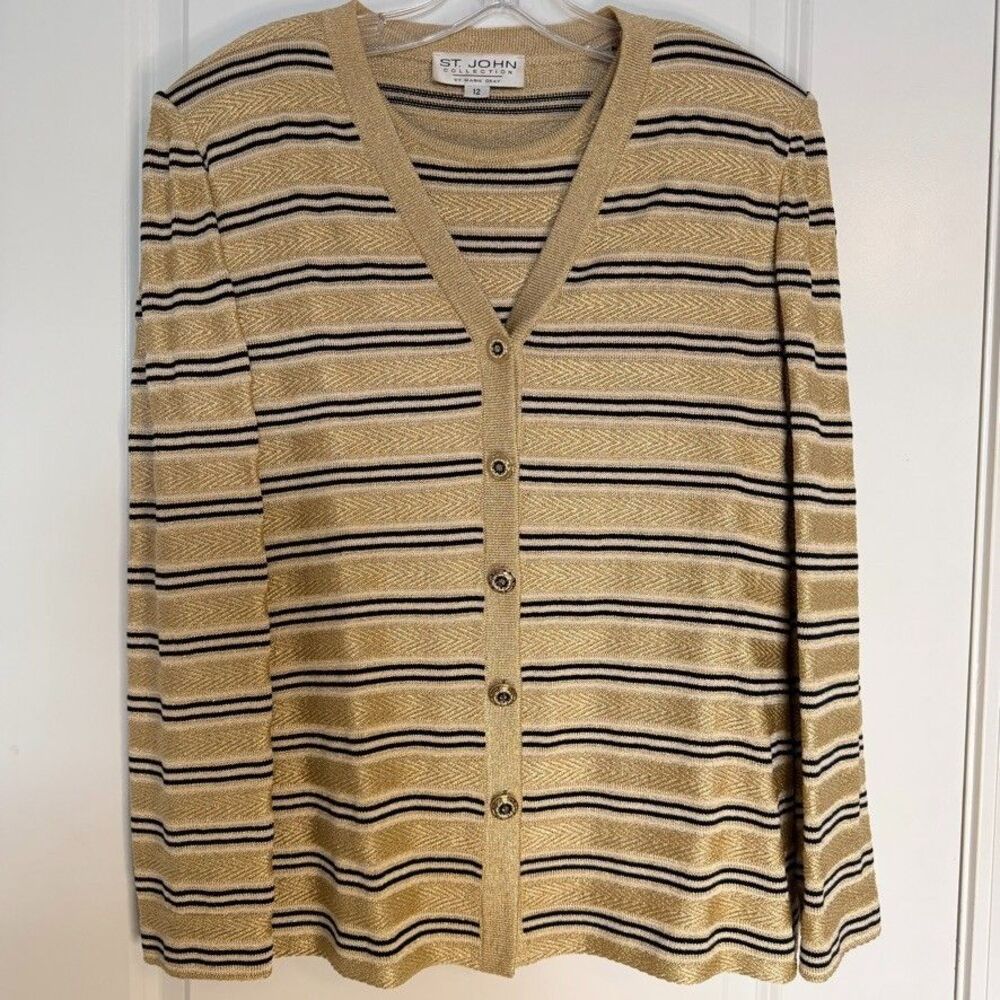 St John Collection Knit 2 Piece Set Long Sleeve Tank Size 12 M Luxury Party MOTB